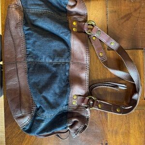 Lucky Brown and Blue Leather Tote Bag